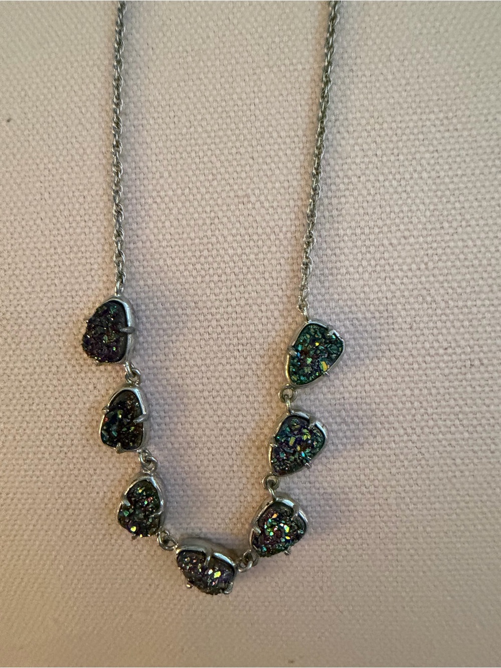 Kendra Scott Iridescent Multicolor Druzy Teardrop Necklace